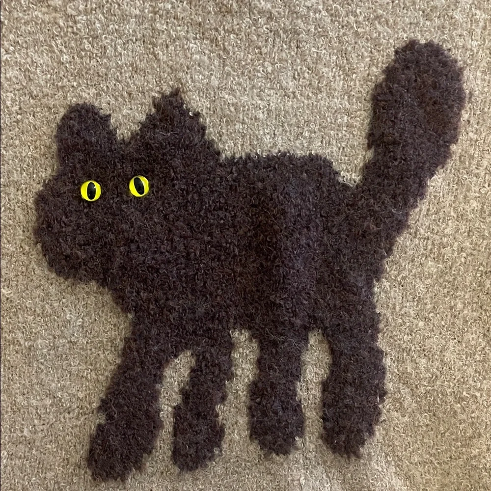 Cider Tan Cat Sweater with Brown Motif